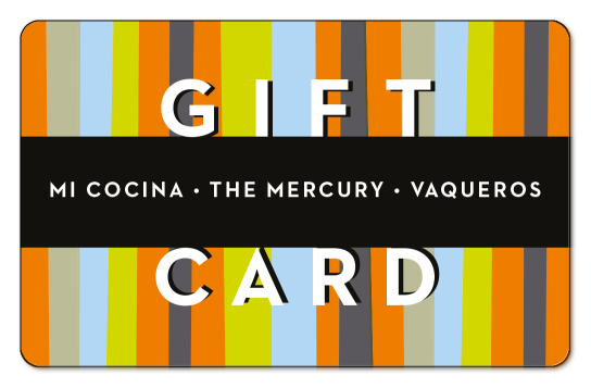 mi cocina, taco diner, the mercury over multicolored stripped background